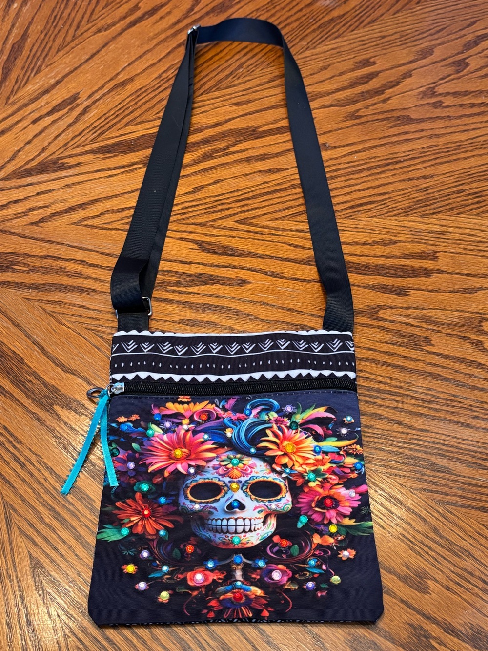 Bling Sugar Skull “Day of the Dead”Crossbody Bag Custom Detail - One of a Kind!